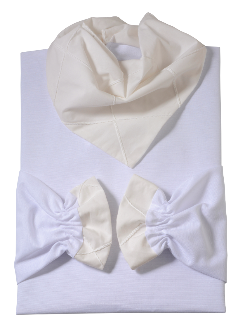 Damenkleid Nr. 411 Pisa crème, asymetr. Umlegekragen