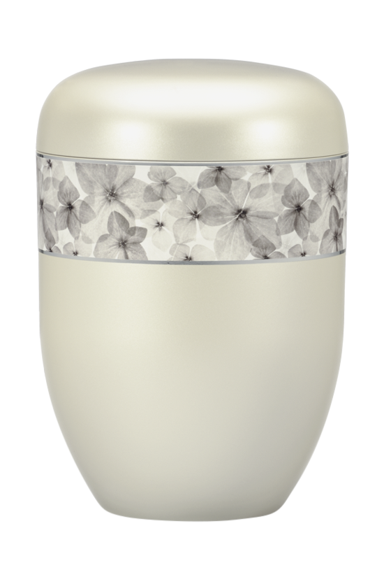 Urne 25472 crèmeweiß, Dekorband Blüten