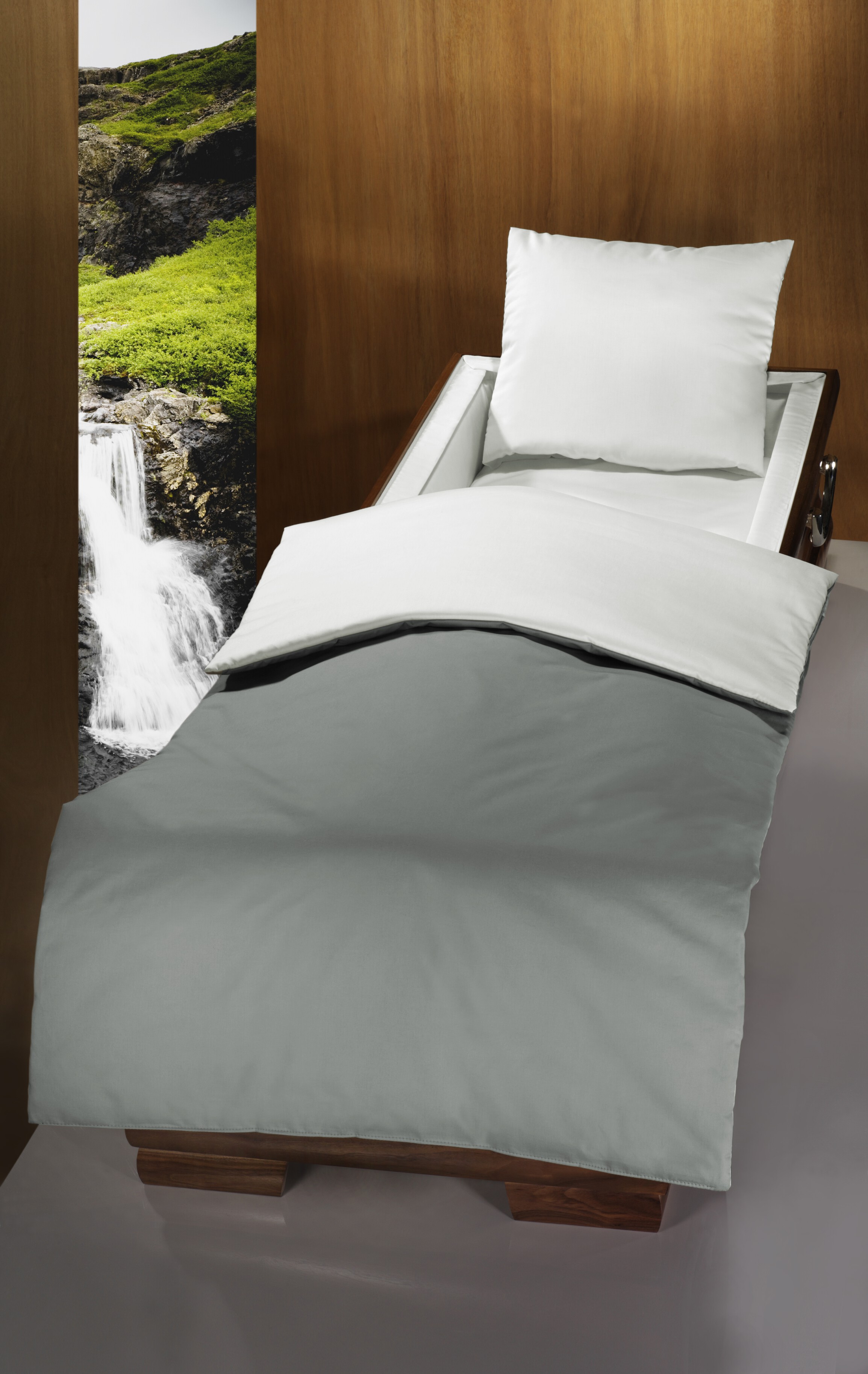 Deckengarn. 0112 tv Janus II, Übergröße, Kissen elfenbein, Decke elfenbein/schilfgrün, Öko-Linie