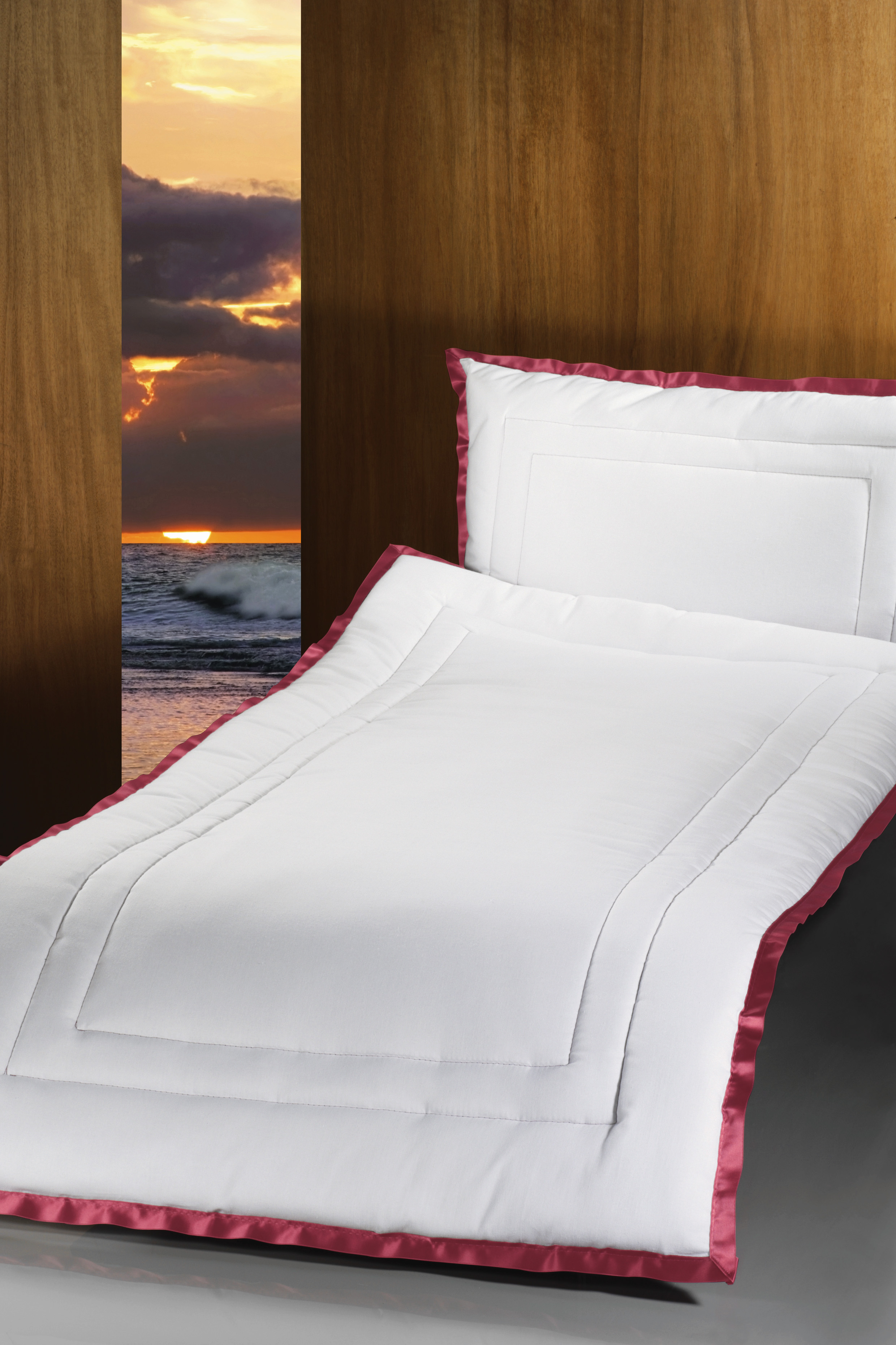 Deckengarnitur 157 Stoff, altrosa Litze und Steppung