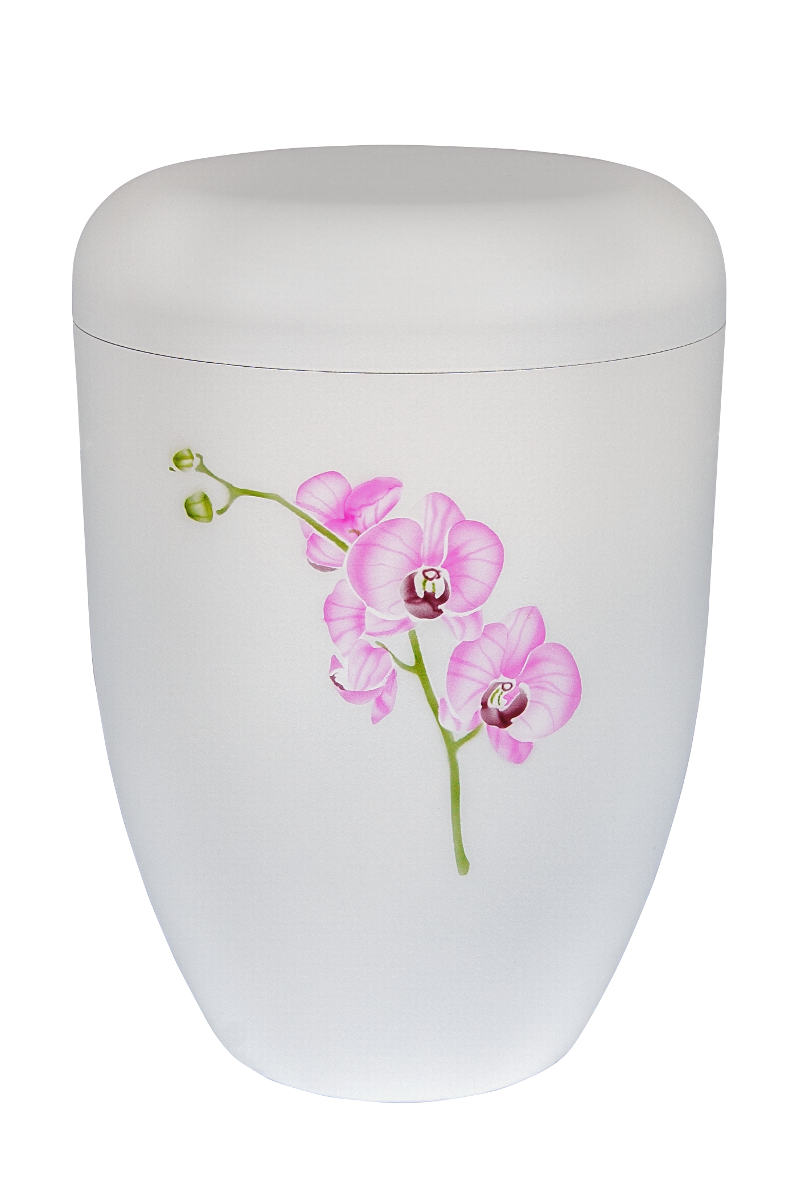Urne 1635b weiß, Orchidee pink