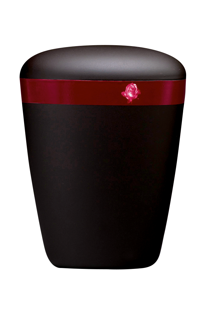 Urne 26220 anthrazit, Dekorband bordeauxfarbig mit Rose