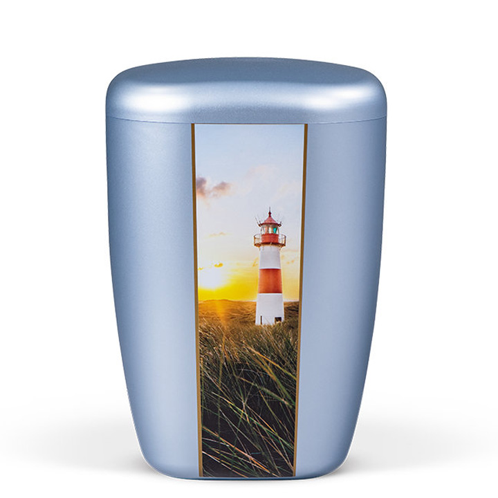 Urne 28535VLT gletscherblau, Dekor Leuchtturm