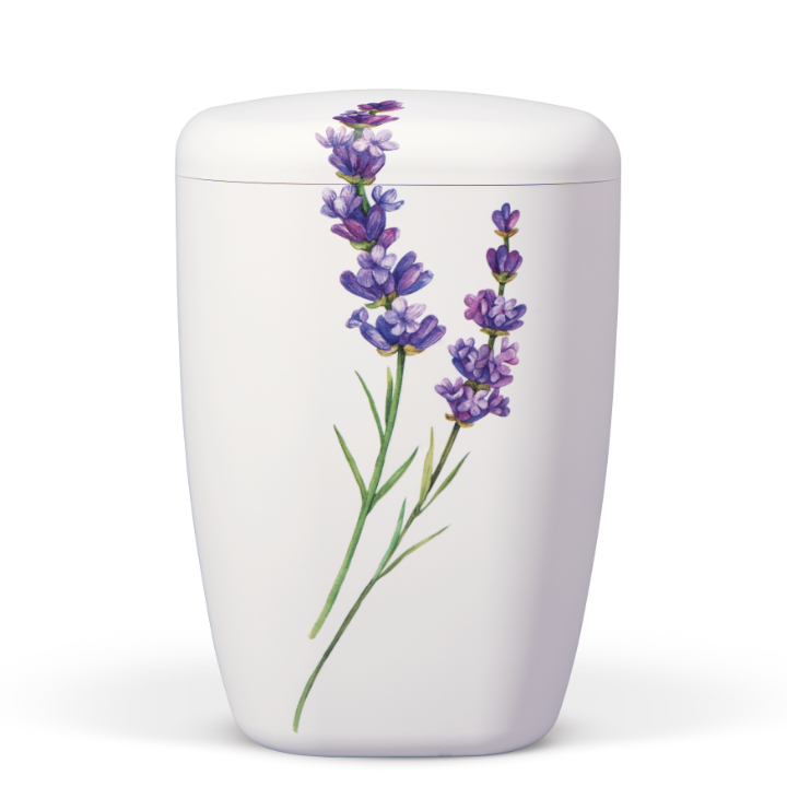 Urne 28100 weiß, Dekor Lavendel