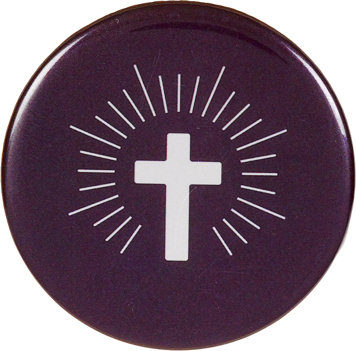 0825 Memori-Button - aubergine, Kreuz (ohne Urne)