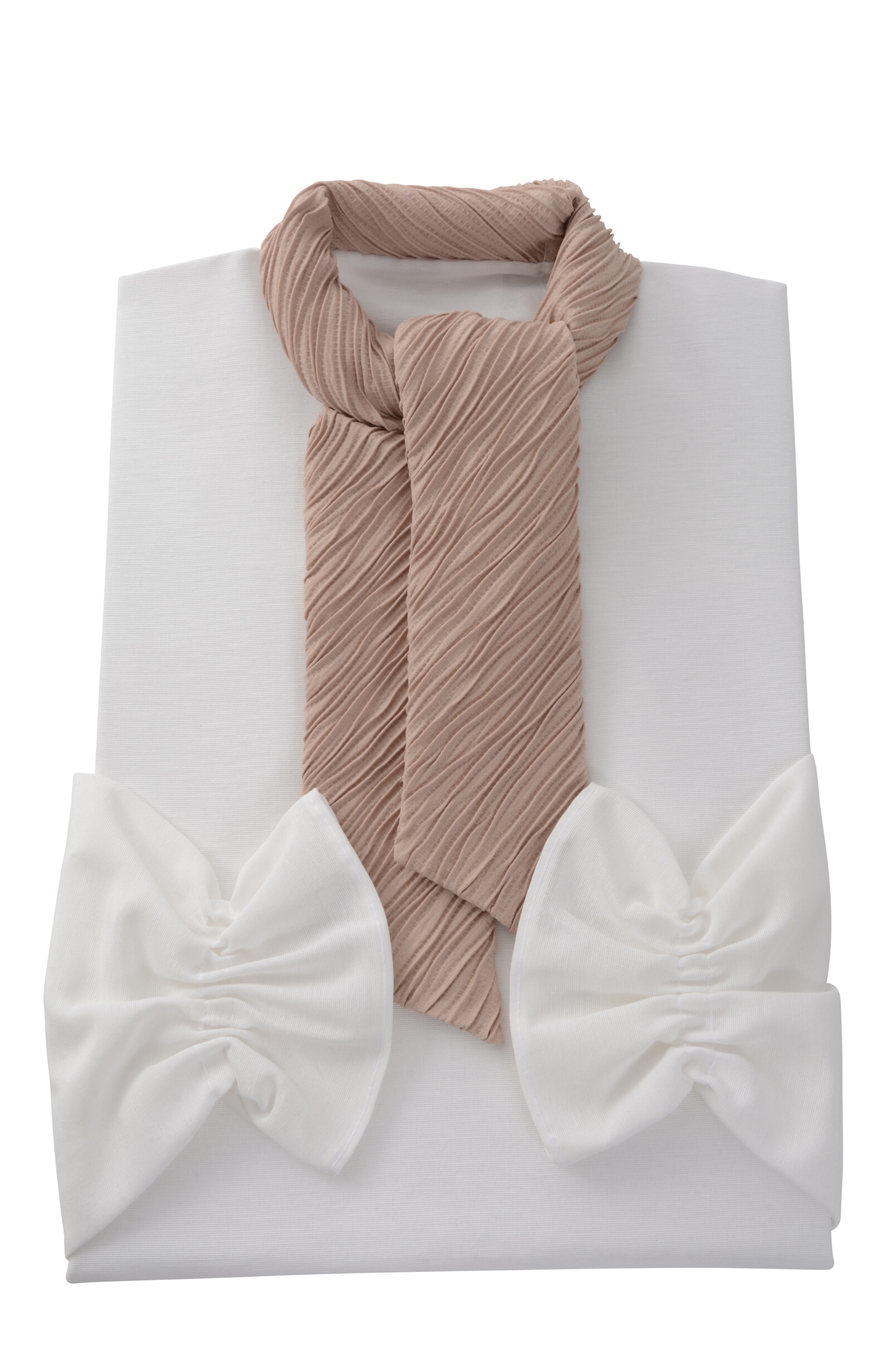 Damenkleid Nr. 411580 Ravenna, Schalkragen aus Crash beige