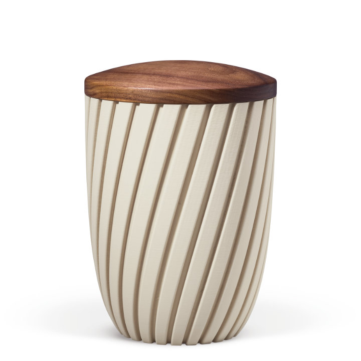 Urne 36170, sandbeige, Holzdeckel Nussbaum, Curwave