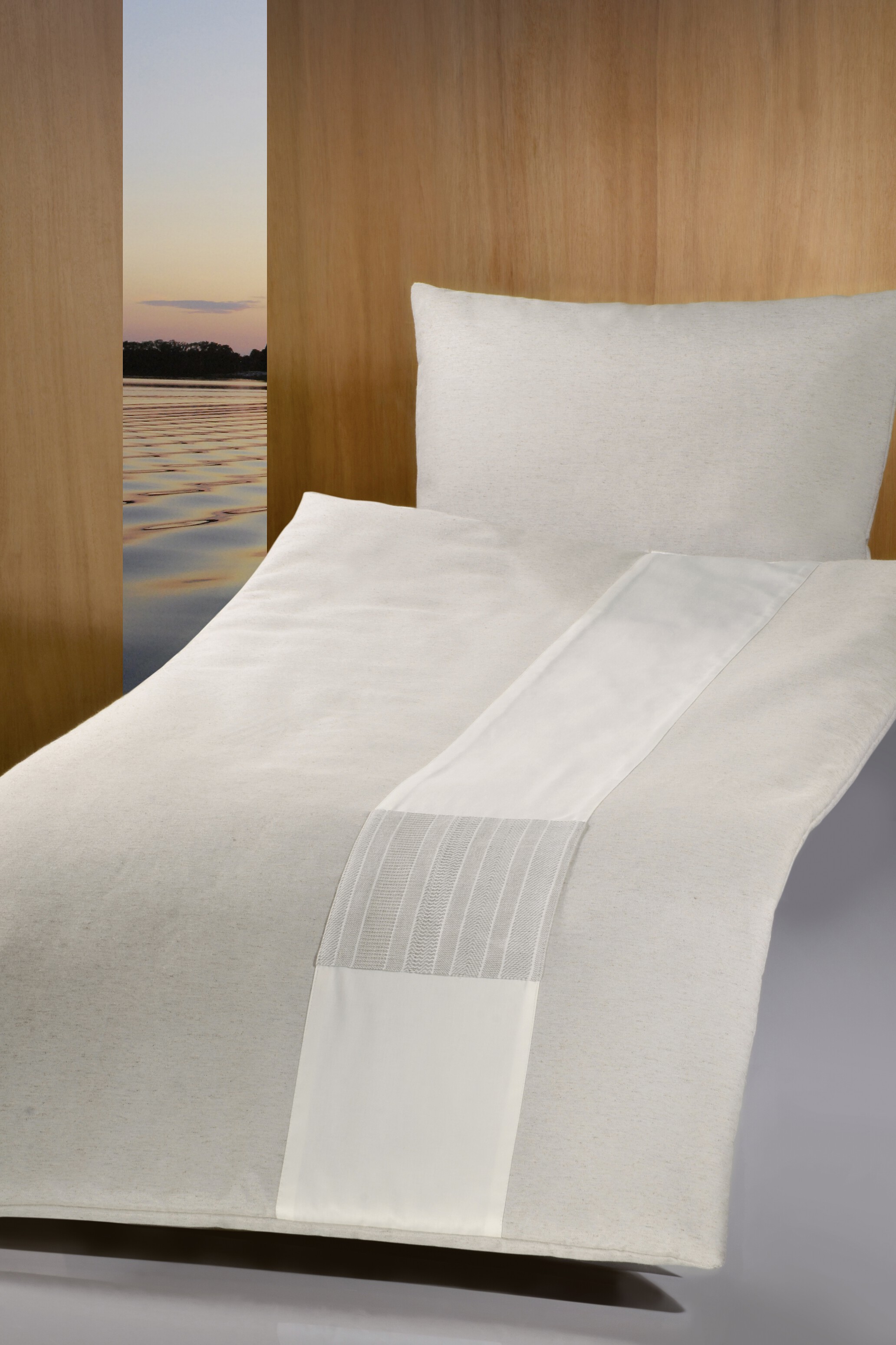 Deckengarnitur 011385 tv Jupiter natur, elfenbein Baumwollstreifen und Handwebstoff natur