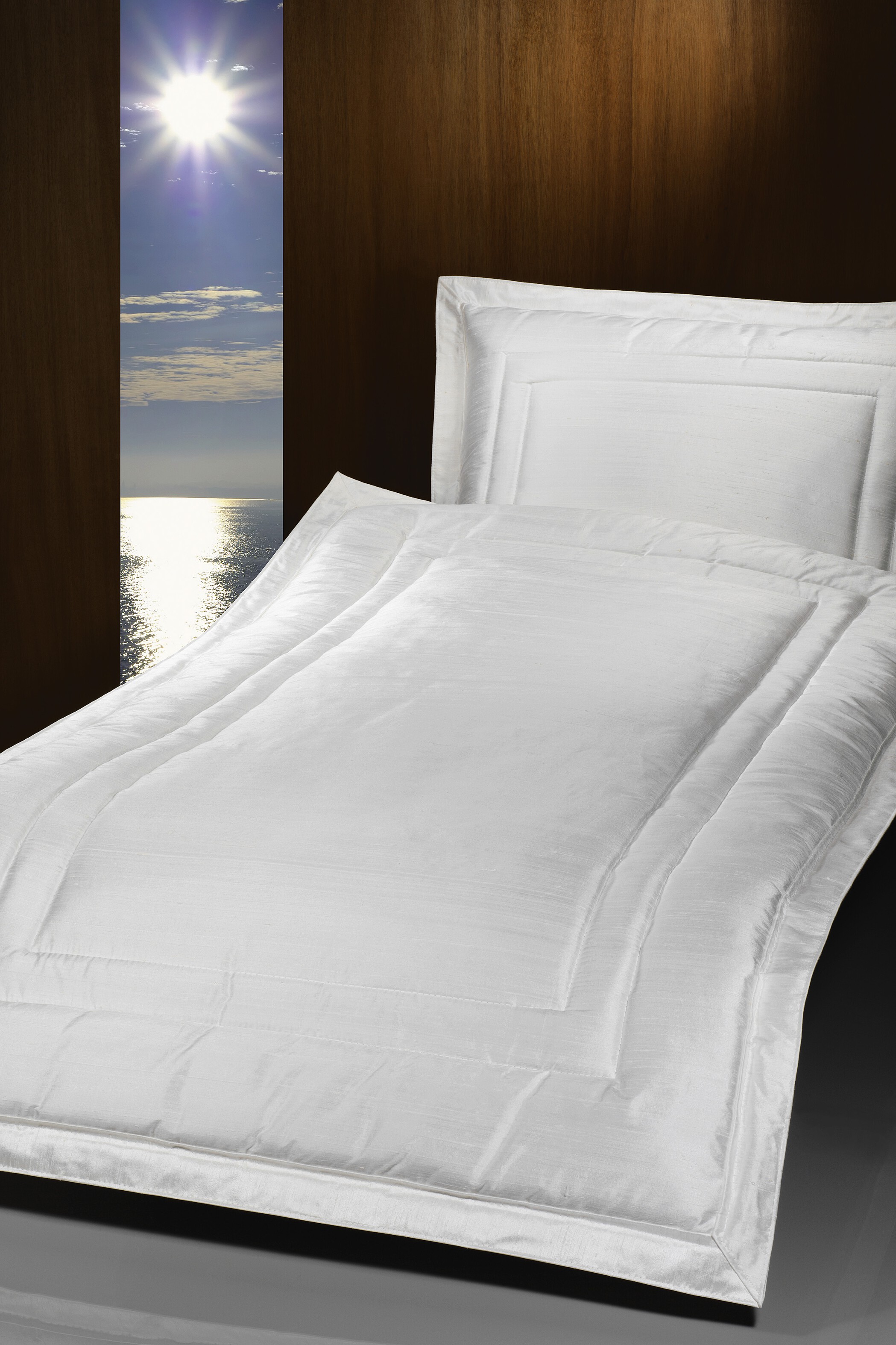 Deckengarnitur 110 Naturseide wollweiss, Steg