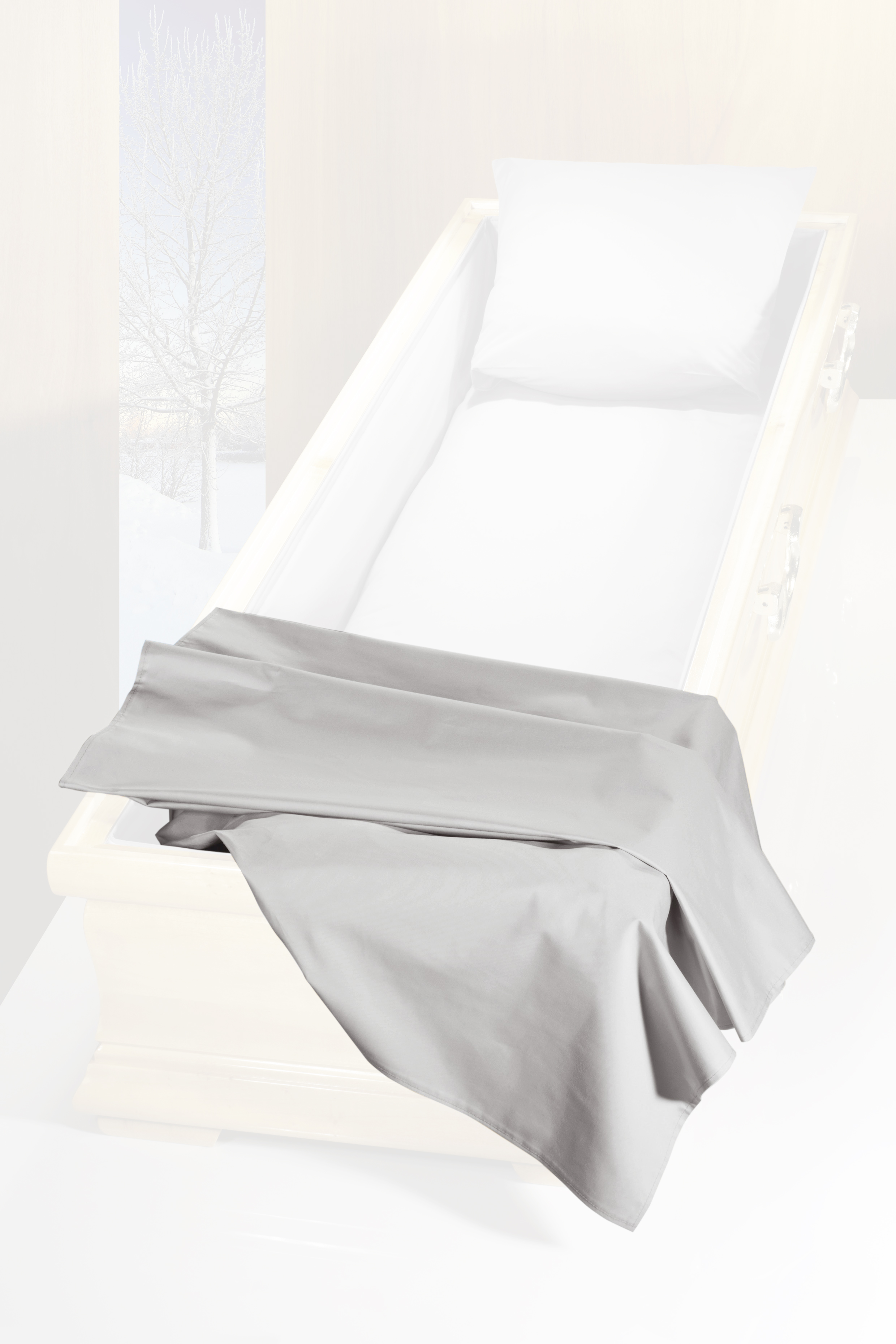 Dekorationstuch Baumwolle silbergrau, ca. 90 x 200 cm