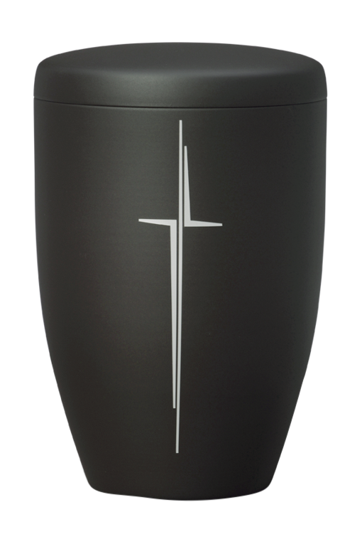 Urne 6296, Stahl, anthrazit, modernes Kreuz