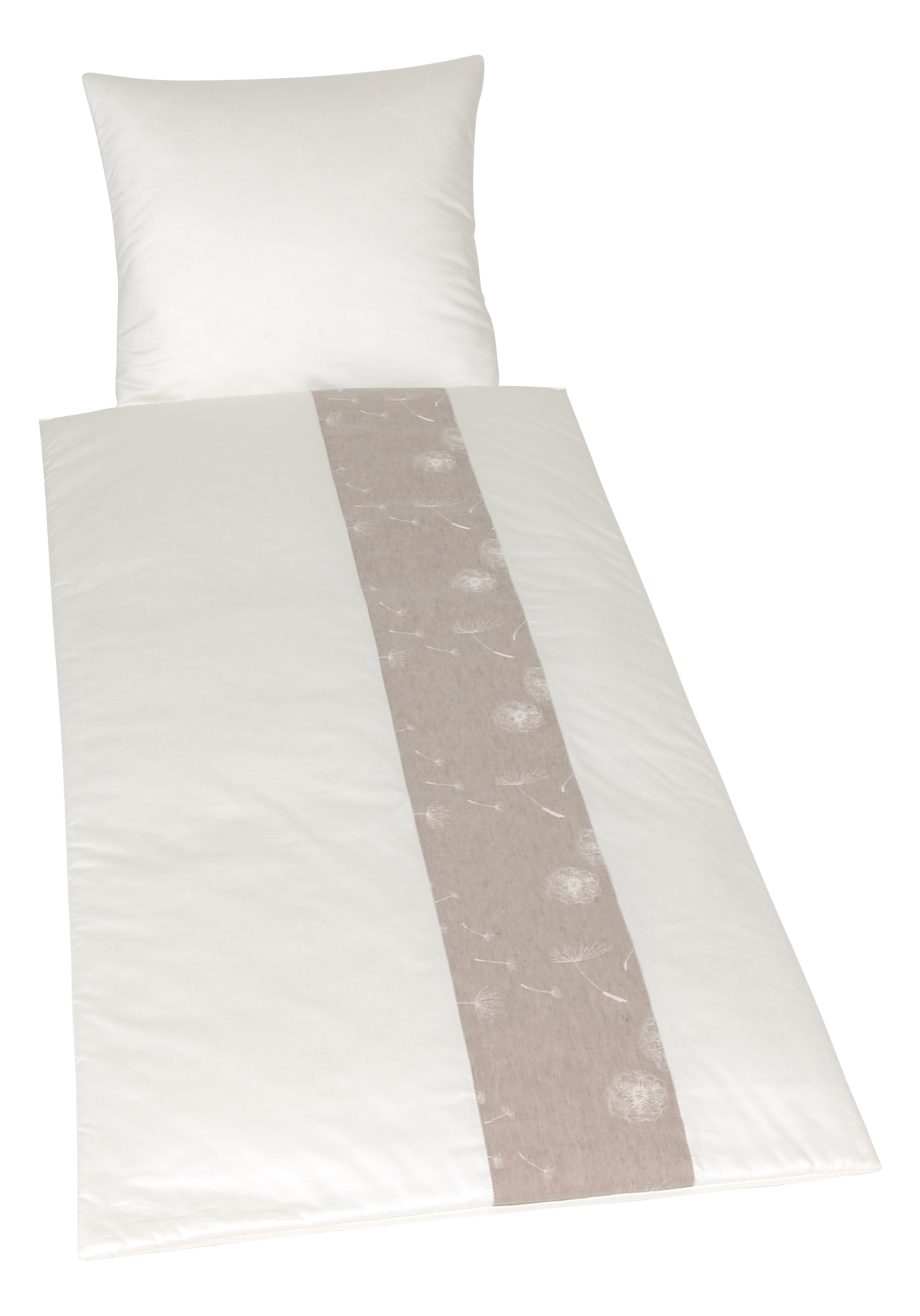 Deckengarnitur 0113 tv Jupiter, Baumwolle elfenbein, Streifen: Leinen Pusteblume taupe