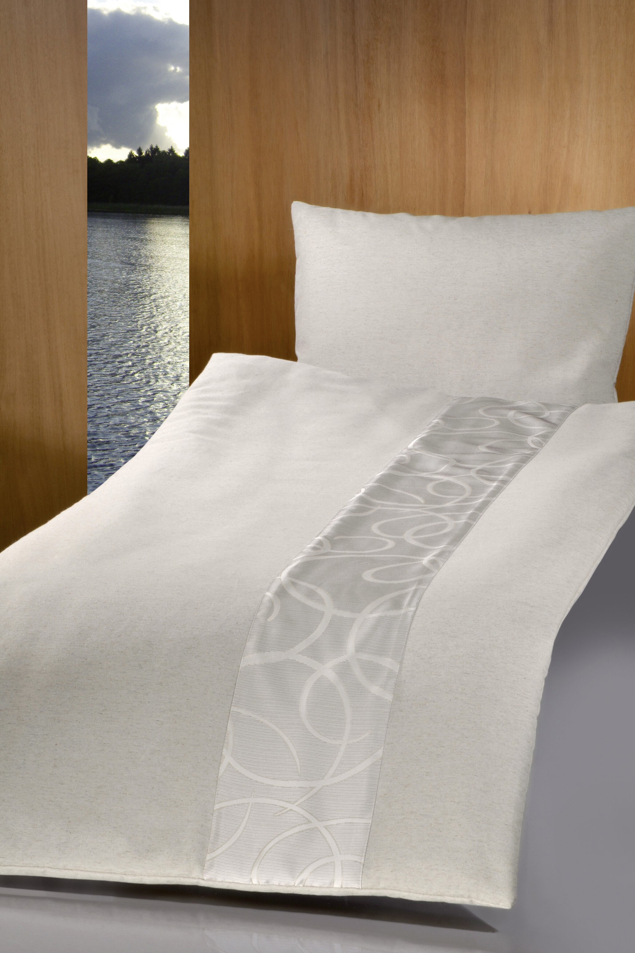 Deckengarnitur 0113 tv Juno, Baumwolle natur, Paneel Cremona, Öko-Linie